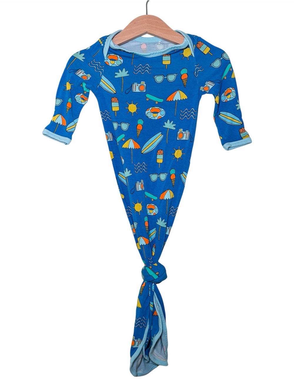 Little Sleepies Blue Pool Party Newborn Knot Gown